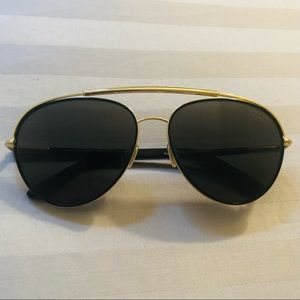 NEW Authentic Tom Ford Black/Gold Curtis Aviators